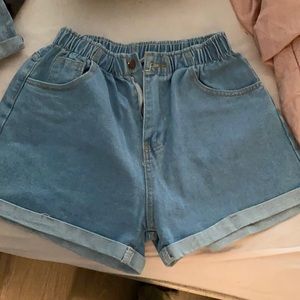 Light wash high waisted shorts